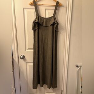 Carmensitas NWT cotton blend green textured dress ruffle top size medium straps